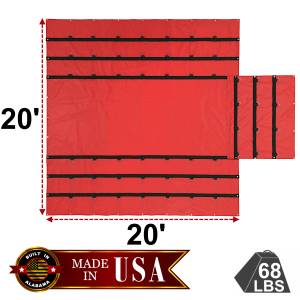 Lookout Mountain Tarp - 20' x 20' Vinyl Lumber Tarp with Flap for Flatbed Truck and Trailer - 6' Drop
