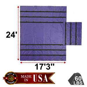 Lookout Mountain Tarp - 24' x 17'3" Vinyl Lumber Tarp with Flap for Flatbed Truck and Trailer - 8' Drop
