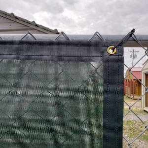 Custom Privacy Fence Screen Windscreen Tarp - 8oz Vinyl Coated Mesh Corner