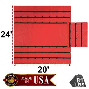 24' x 20' Vinyl Lumber Tarp with Flap for Flatbed Truck and Trailer - 8' Drop
