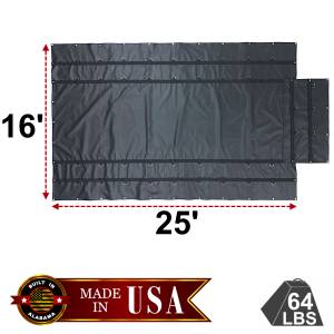16' x 25' Vinyl Steel Tarp with Flap for Flatbed Truck and Trailer - 4' Drop